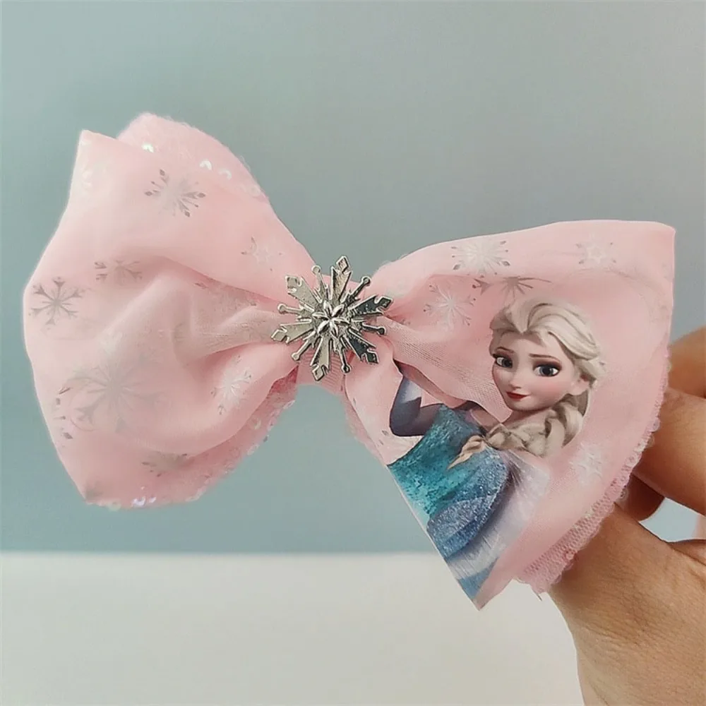 Disney Frozen Flash Hairclip for Girls Anime Hair  Accessories Elsa Bow Luminous Hairpin Children Birthday Christmas Gift