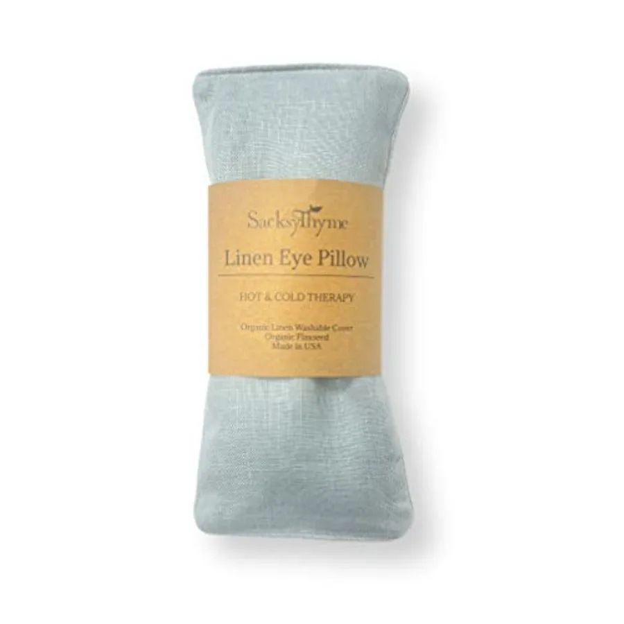 

Organic Linen Eye Pillow - Lavender and Flaxseed for Relaxation Yoga Stress Relief - Microwavable Heating Pad and Cool Compress