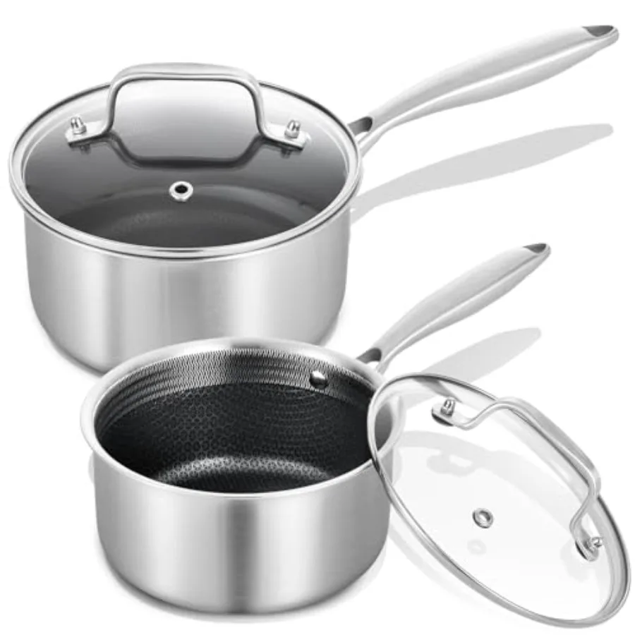 

yrid Tri-Ply Stainl Steel Non-Stick Sauan t of 21.5QT and 2.5QT Sauce Pots Induction Pots and Pans t eavy Duty and Oven Safe.