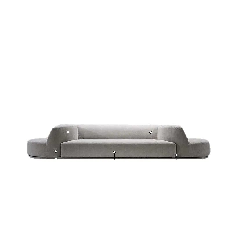 

Italian minimalist living room straight row three-person fabric rotating sofa