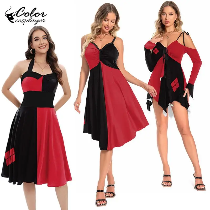 Color Cosplayer Clown Jumpsuit Hero Cosplay Costume Halloween Dress Suit Carnival Party Leggings Long Sleeve Bodysuit Jumpsuit