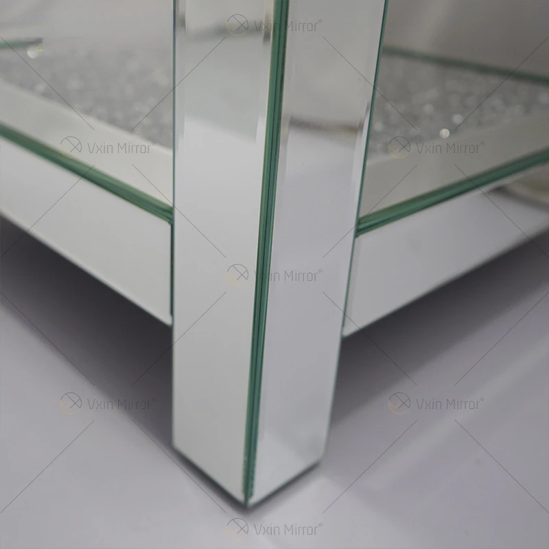 Mirror coffee table, broken diamond decorative surface, coffee table, glass furniture, square edge, a few luxuries, modern desk