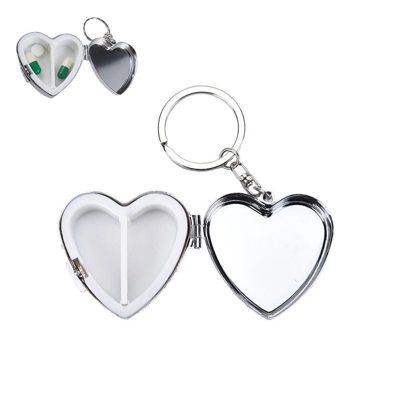 صندوق حبوب صغير محمول للسفر، حاوية حبوب الدواء، صندوق دواء دائري على شكل قلب، منظم تخزين علبة حبوب الدواء المعدنية #4