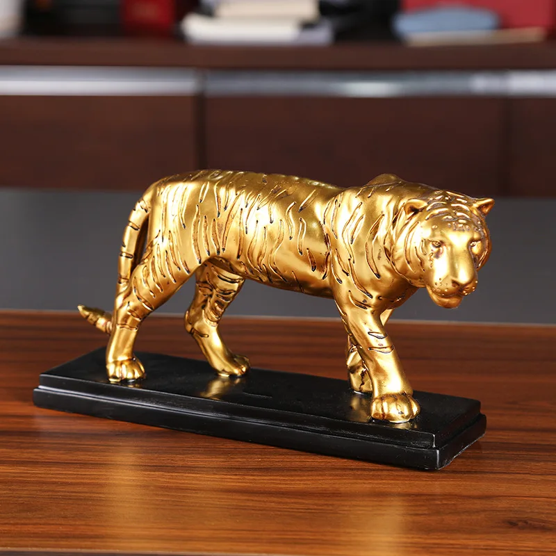 HOME OFFICE Decor ART bring fortune Success gold leopard Cheetah tiger GOOD LUCK Mascot  animal statue