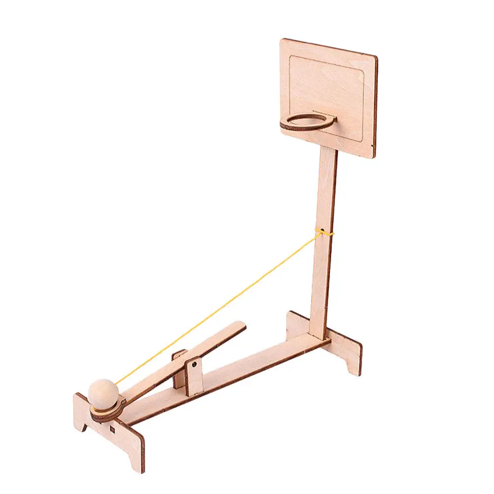2Pcs Wood Scientific Shooting Machine DIY Educational Kit Kids Science Experiment Basketball Machine Develop Observation