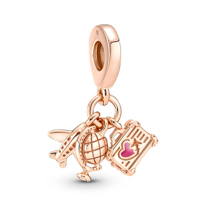 2026 Hot Sparking Rose Gold Charm Beads Pendant Fit Original Snake Silver Bracelet Necklace Beads For Diy Jewelry Women Gifts
