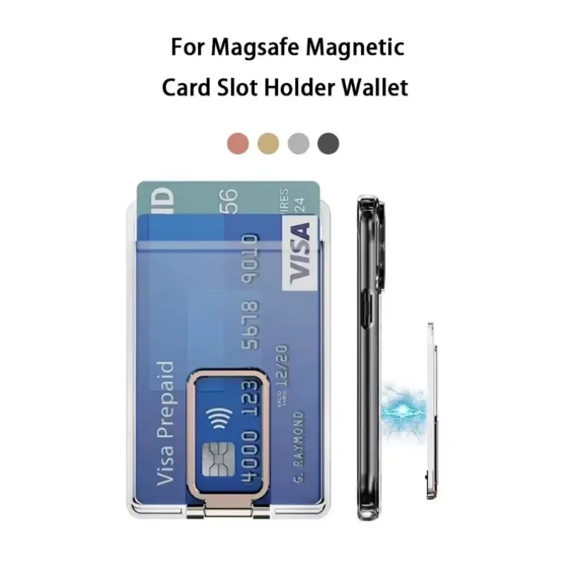 YsFor Magsafe IPhone1716 15 14 12 2 in 1 Porta carte magnetiche per telefono Staffa per carte magnetiche per archiviazione di carte bancarie Custodia sicura per telefono