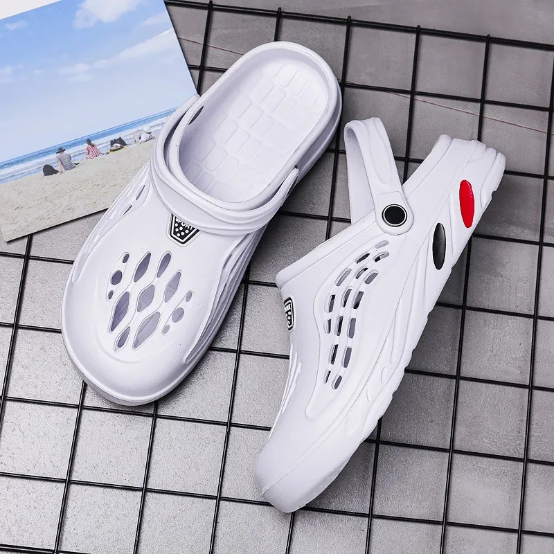 Men's Summer Clogs EVA Slippers, Hole Shoes, Beach Flat Sandals, Platform Sandal, Casal Indoor House, Soft Bathroom Slides