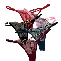 NEW Custom Thong for Women Cutout Lace Panties G-string Personalized Thongs Rhinestone Letters Underwear Valentine's Day Gift