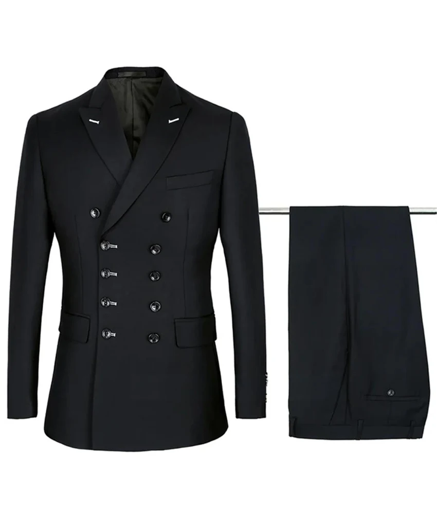 

Men's 2-Piece Slim Fit Suit, Double Breasted Blazer and Pants Set for Wedding, Prom, Business Meeting and Formal Gala Events