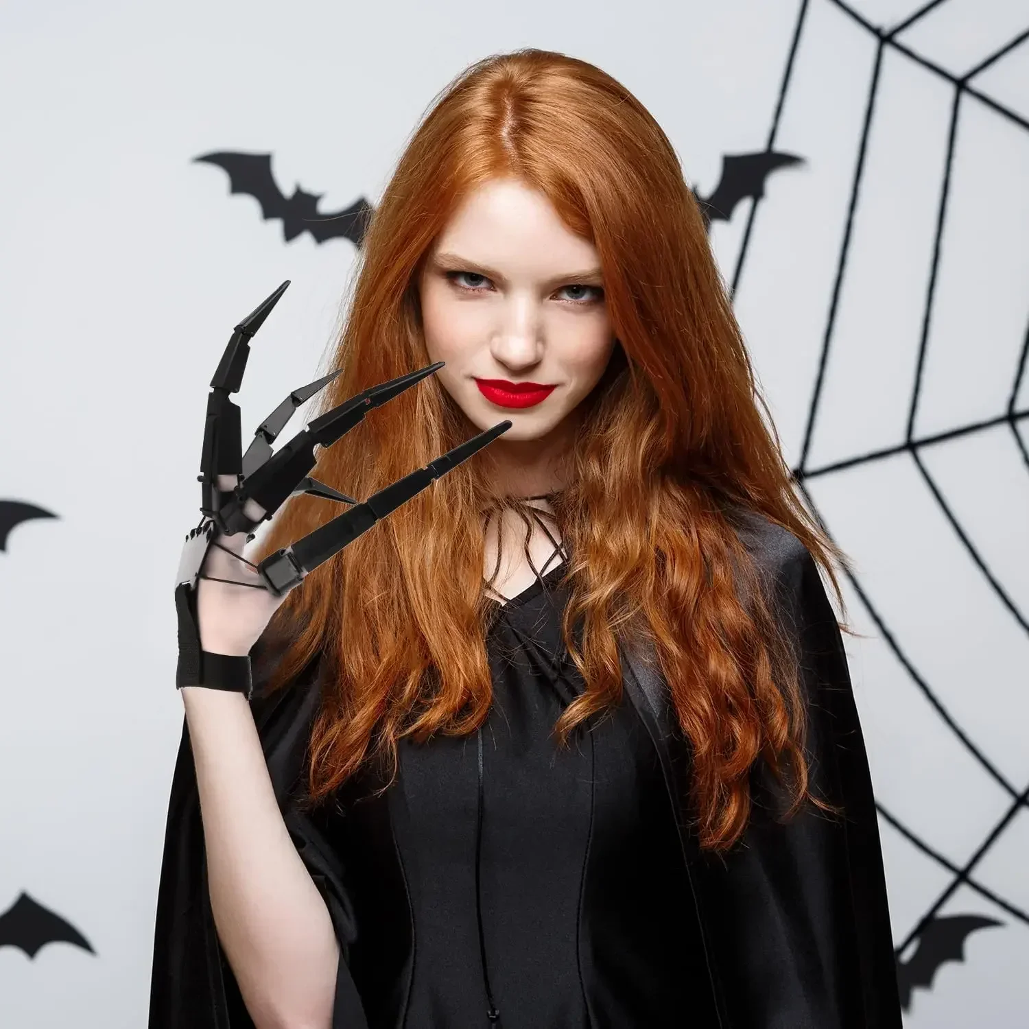 Decoração de festa 3d assustador e flexível esqueleto garras mãos festa de halloween dedos articulados assustador dedo falso cosplay adereços