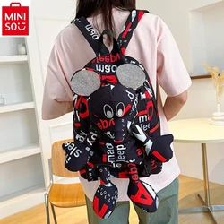 MINISO   Disney Fashion Letter Contrast Diamond Cute Mickey Doll Backpack Women's Trendy Large Capacity High Quality Storage Bag