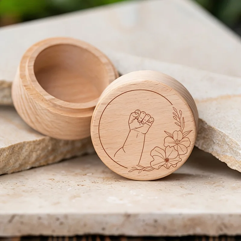 1pc Wooden Storage Box Hospital Tags Storage Box Used for Preserving Umbilical Cords Birth Souvenirs Storing Fetal Hair Teeth A