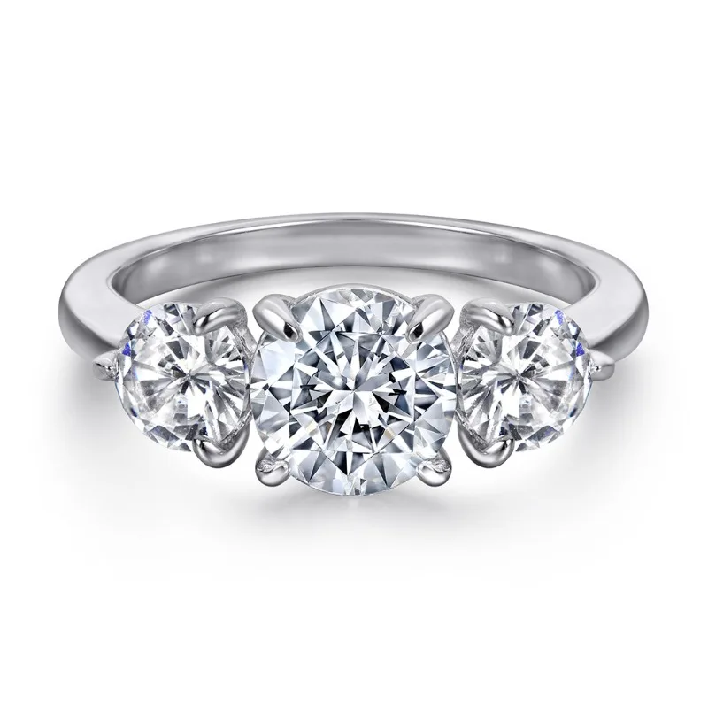 

European and American sterling silver ring women's fashion inlaid zircon heart-shaped 925 silver ring
