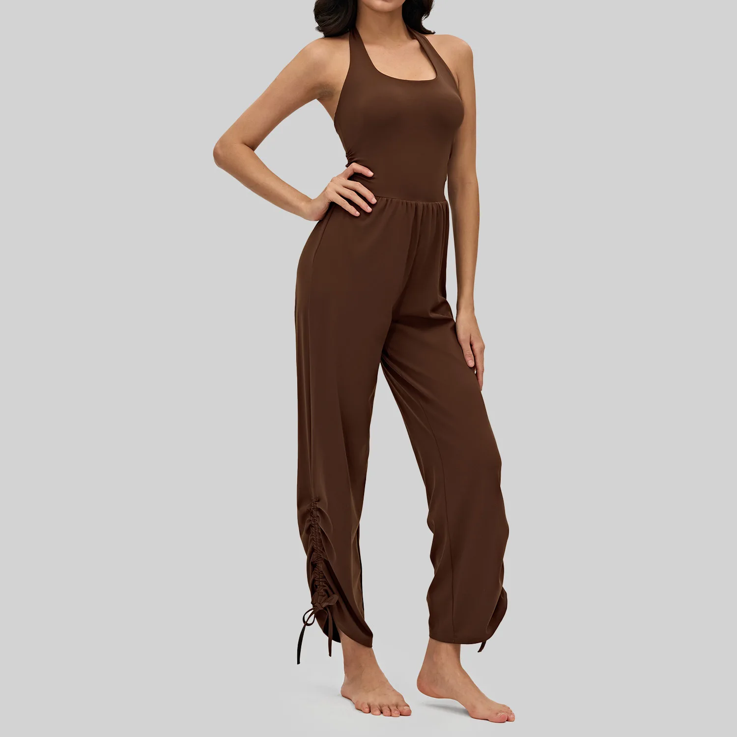 Women's Naked-Feel Yoga Bodysuit Halter Neck Strappy Back Sports Tight Top Running Gym Casual Wear women's jumpsuits and rompers