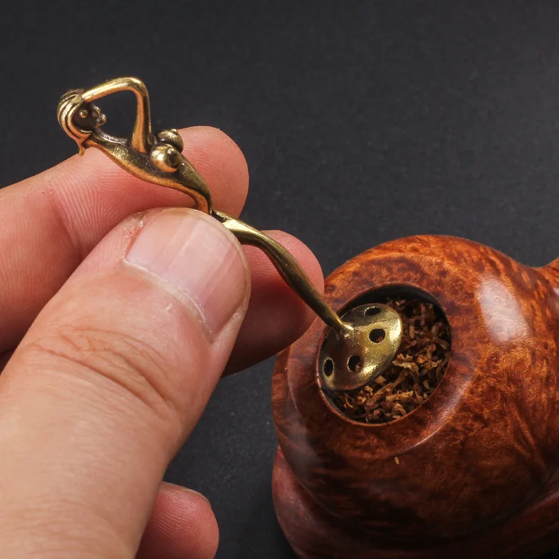 Brass Goddess Tamper Creative Art Design Pipe Tamper Portable Dry Pipe Press Tool Smoking Pipe Accessories Collectible Smoke Too