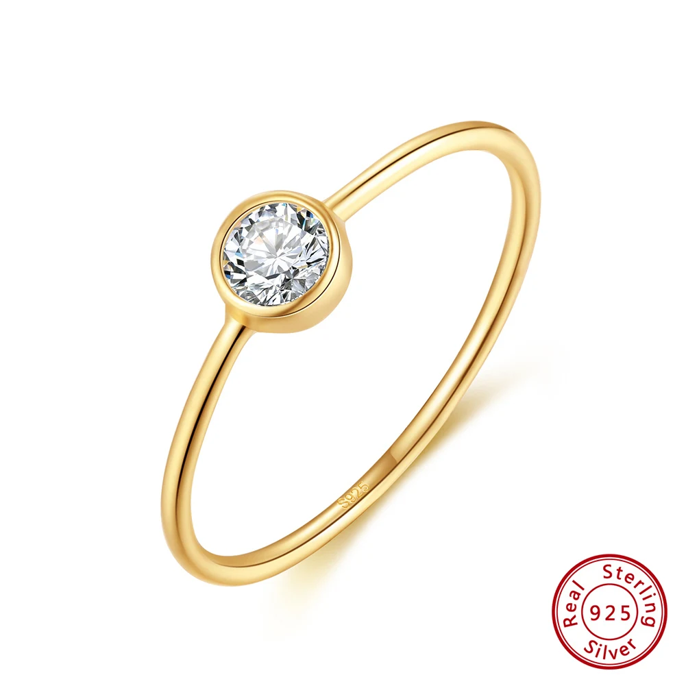 KISS MANDY Minimalismus 925 Sterling Silber AAAA Zirkon Stapelringe für Frauen Einfache Fingerringe Geburtstagsschmuck Geschenk APR26