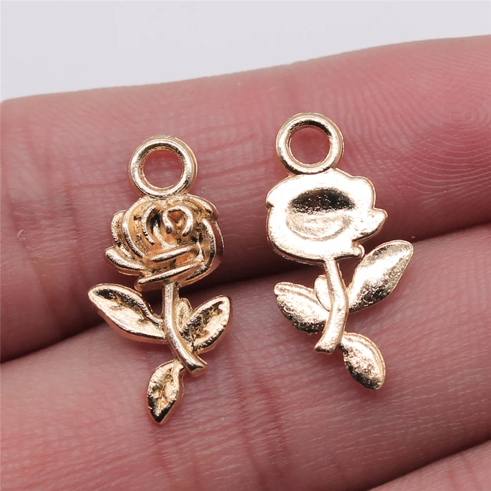 WYSIWYG 20pcs 21mm Charm Pendants Flower Rose Flower Rose Pendant Rose Flower Pendants For Jewelry Making 5 Colors