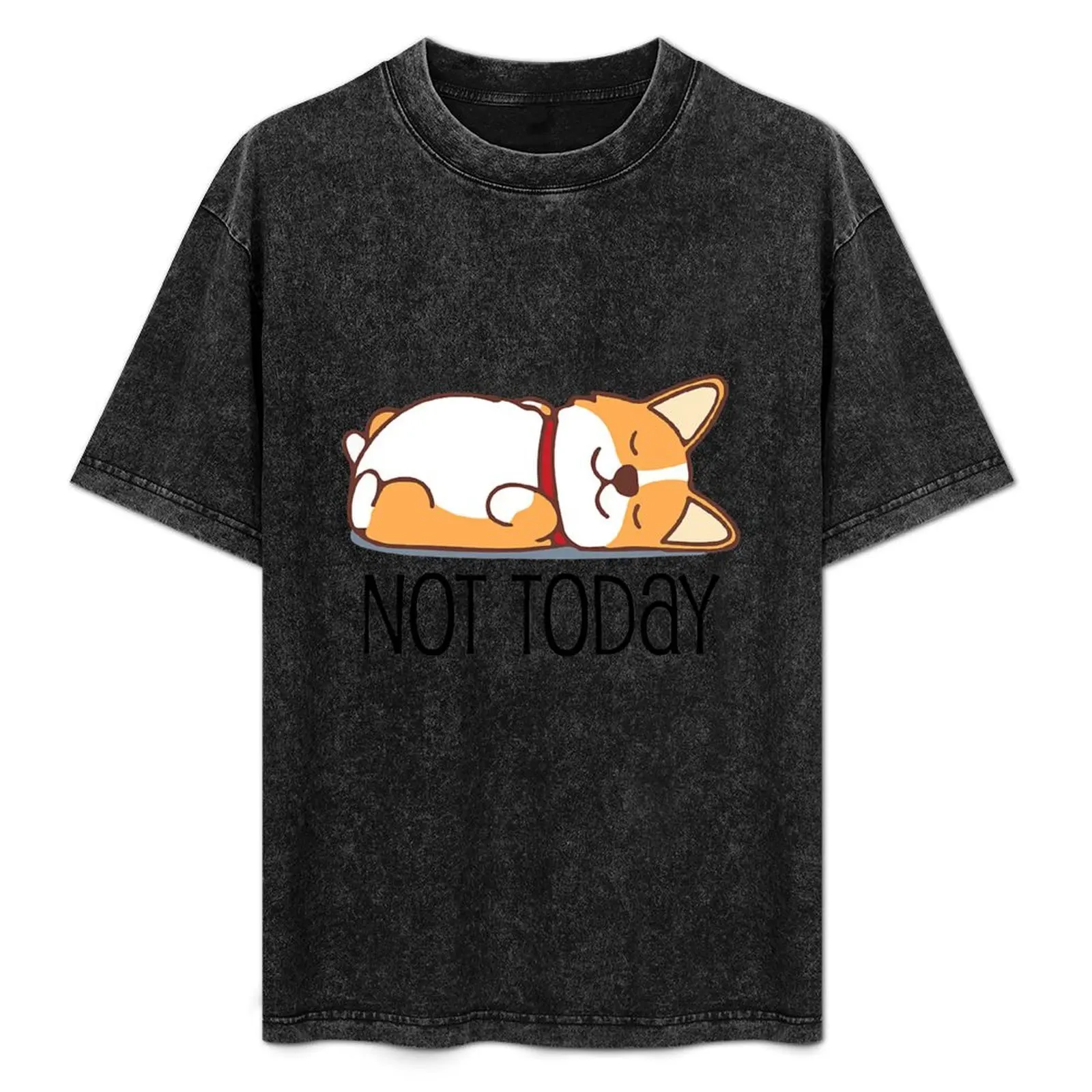 

Милая футболка Not Today Lazy Corgi с фигурками аниме, футболки большого размера, мужские рубашки с аниме