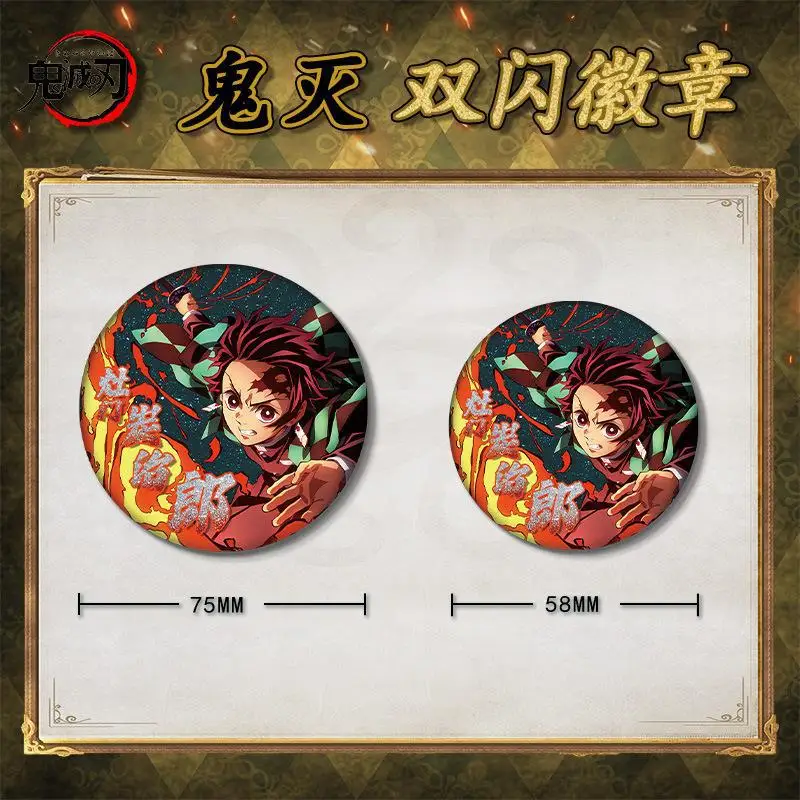 شيطان القاتل الليزر أنيمي بروش دبوس Rengoku Kyoujurou Kanroji Mitsuri شارة الرسوم المتحركة الطرفية تأثيري الدعائم مجوهرات هدية لعبة