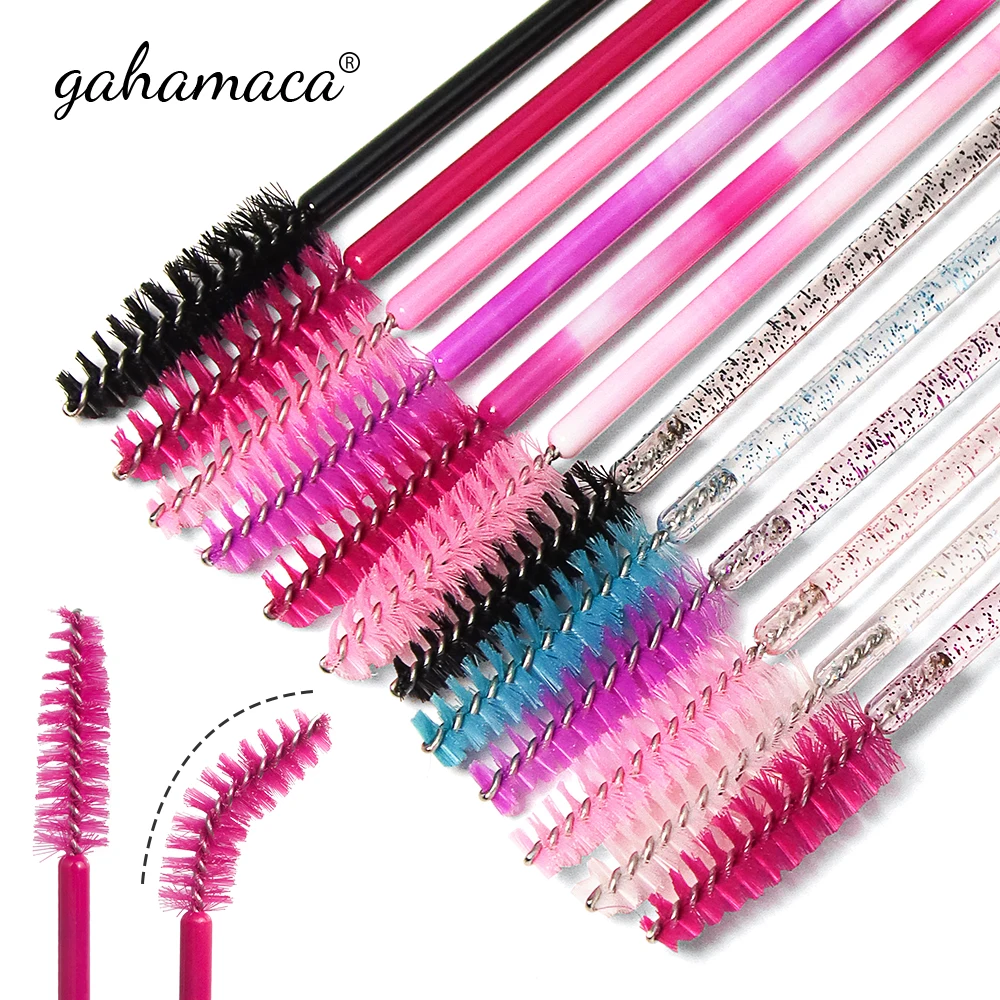 HAMACA-Brosse de maquillage pour cils en cristal, manche en diamant, baguettes de mascara, outil d'extension de cils, haute qualité, 50 pièces par paquet