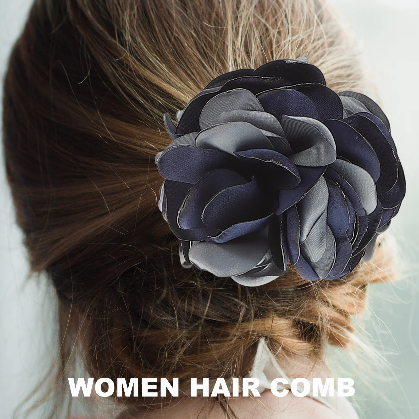 

4Pcs Large Women Hair Clips Fabric Rose Ribbon Flower Bow Jaw Clip Hair Claws for Wedding Party Date Women Barretes