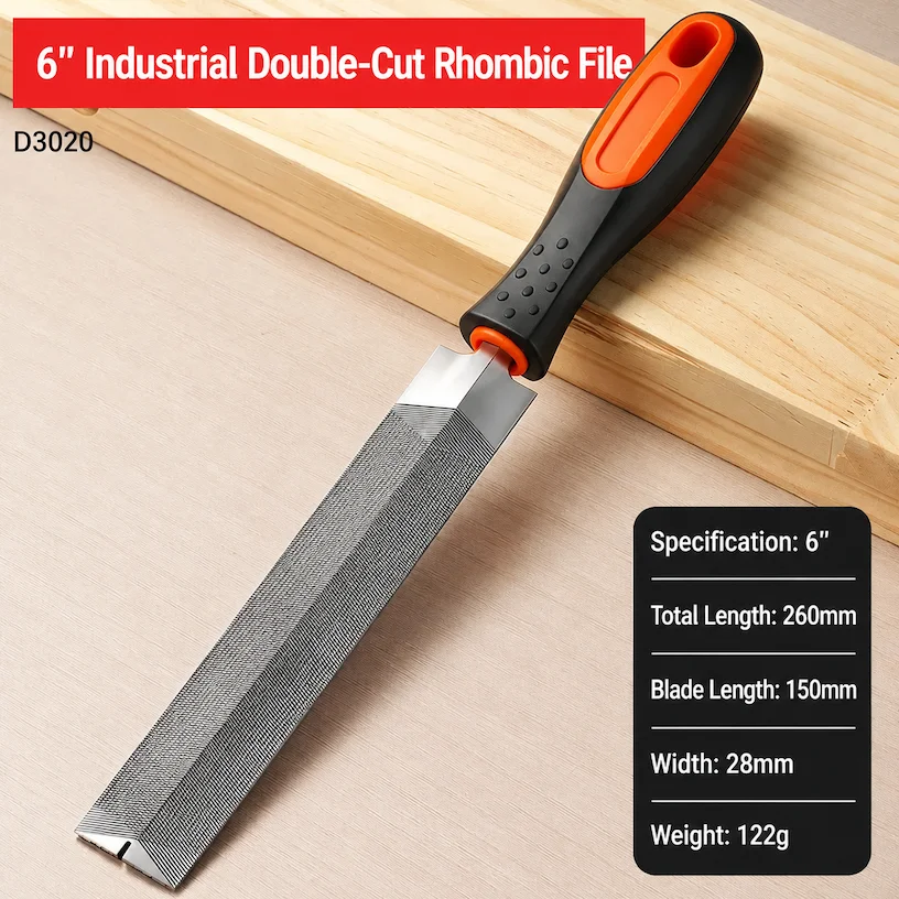 Flat Hand File Saw Sharpening Tool, Metal Wood Deburring Rasp with Ergonomic Handle for Garden Tools PVC DIY Workshop Repair Kit