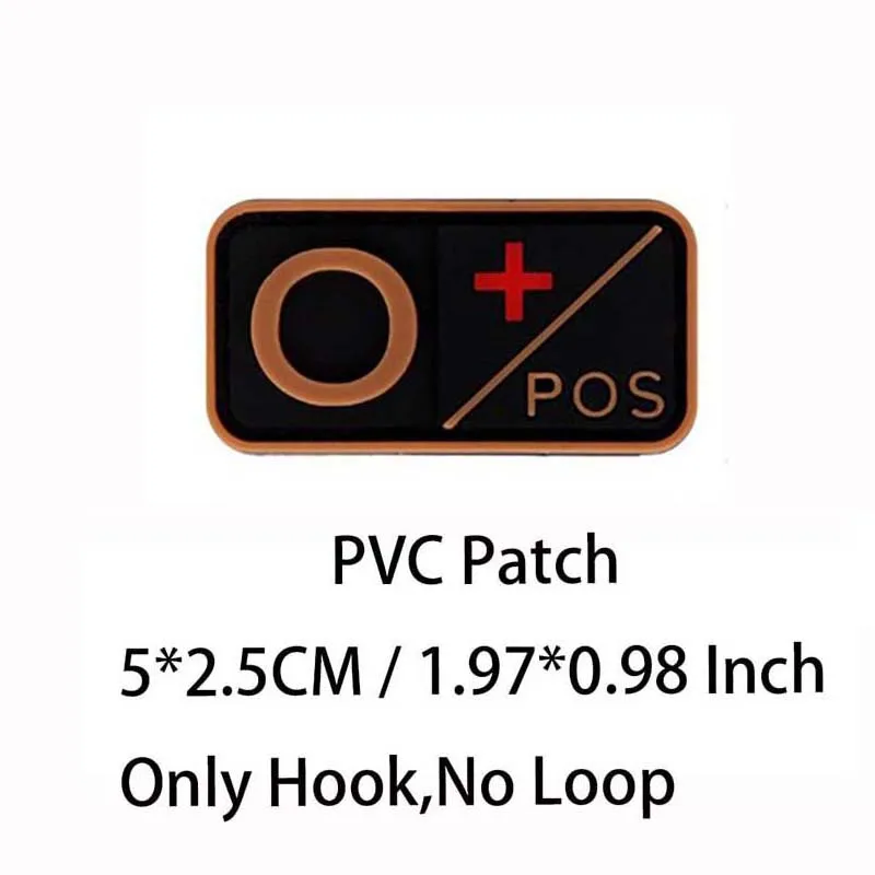 Kleiner Aufnäher mit Haken, PVC-Blutgruppe A B AB O POS NEG-Emblemen, Patches militärische taktische Abzeichen am Rucksack, Outdoor-Ausrüstung