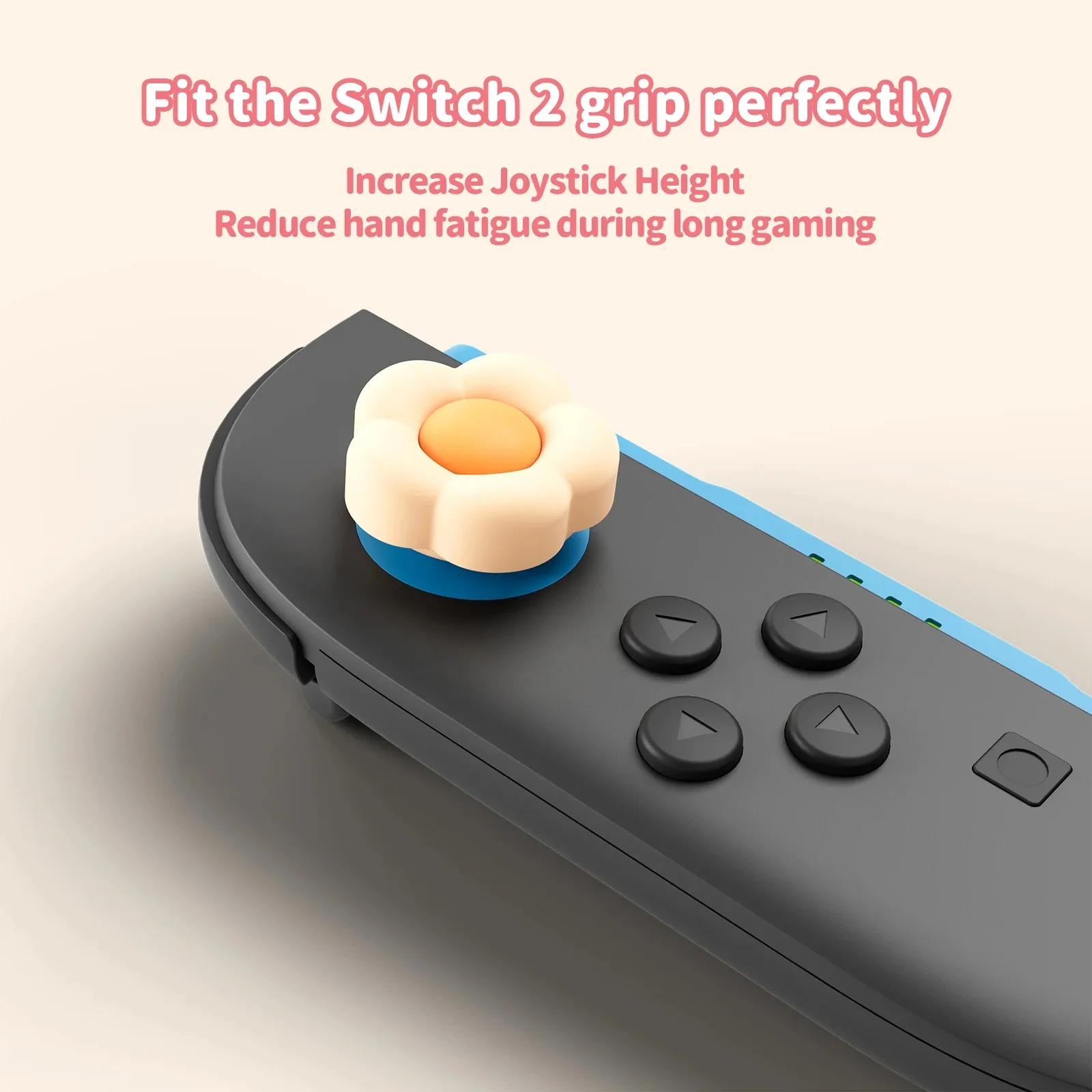 GeekShare 4PCS Thumb Grips Compatible with Switch 2, Anti-Slip Silicone Switch 2 Joystick Caps,Heart & Flower