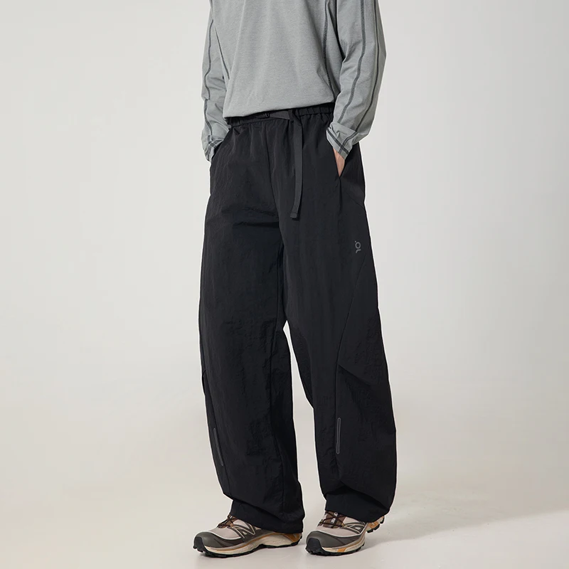 WTHT Fashion Men's Spliced Deconstruction Belt Cargo Pants Trendy 2026 Spring Wide Leg Straight Loose Trousers Male 2A2706