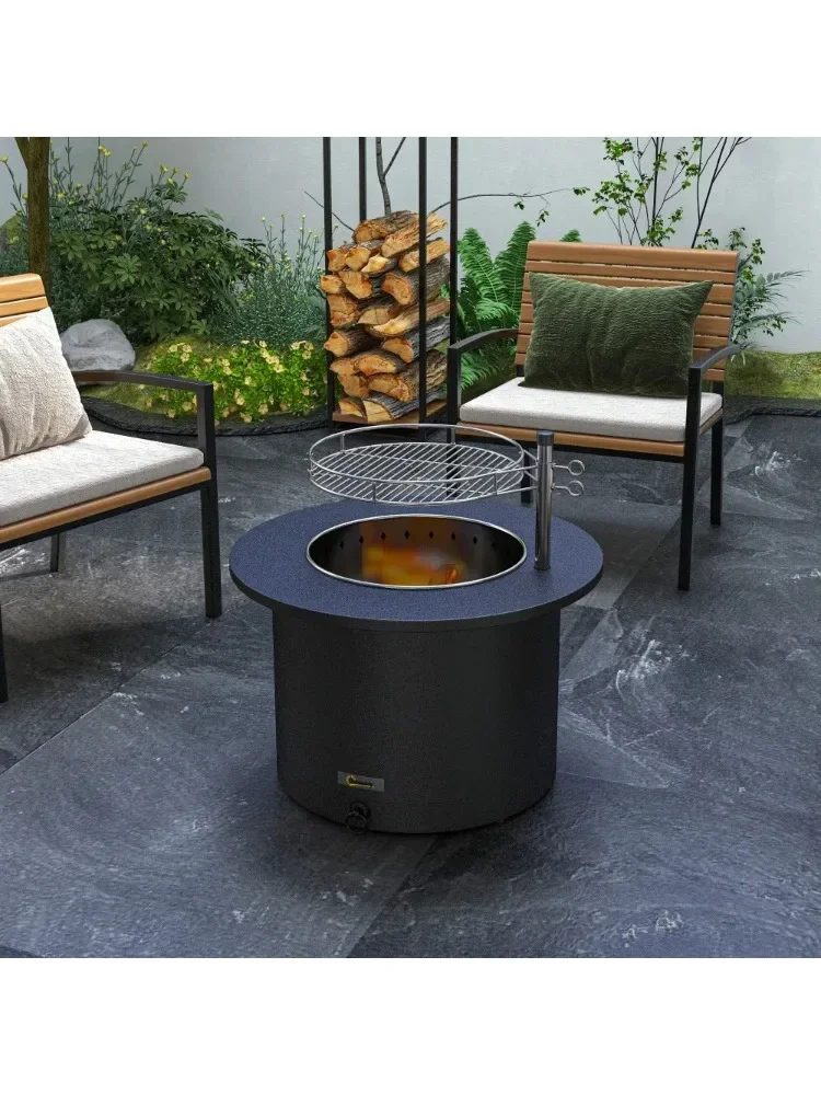 Natural stone fire pit, retro courtyard heating stove, winter outdoor fire pit