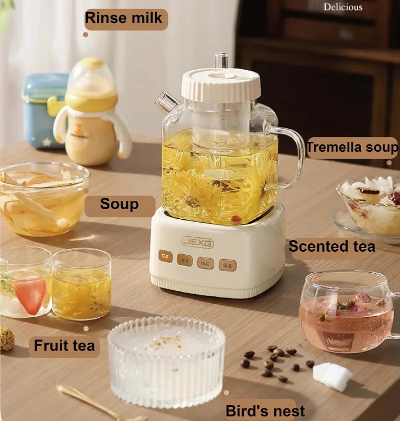 360W Home Multifunctional Health Pot Portable Kettle Mini Tea Maker Smart Office Glass Flower Teapot Automatic Keep Warm 1000ml