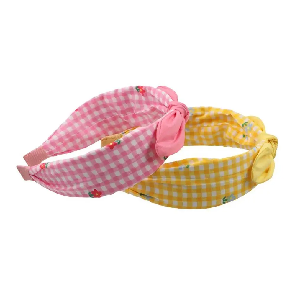 

Baby Girls Korean Hair Ornament Headwear Flowers Bow Headband Bow Headdress Plaid Hairband Children Hair Hoop