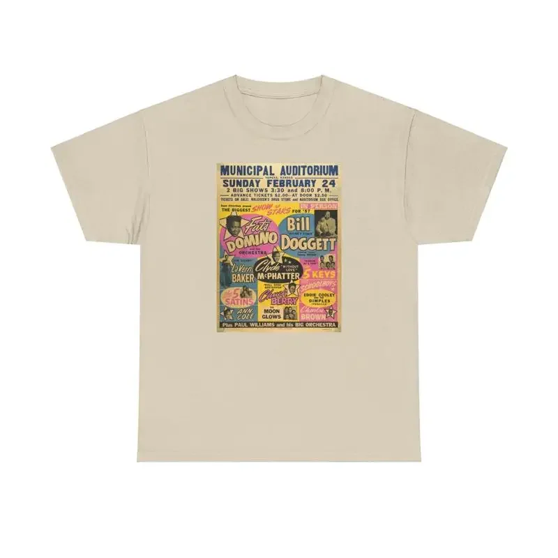 Retro Concert T Shirt Fats Domino Chuck Berry 5 Satins Keys NWT S 5XL