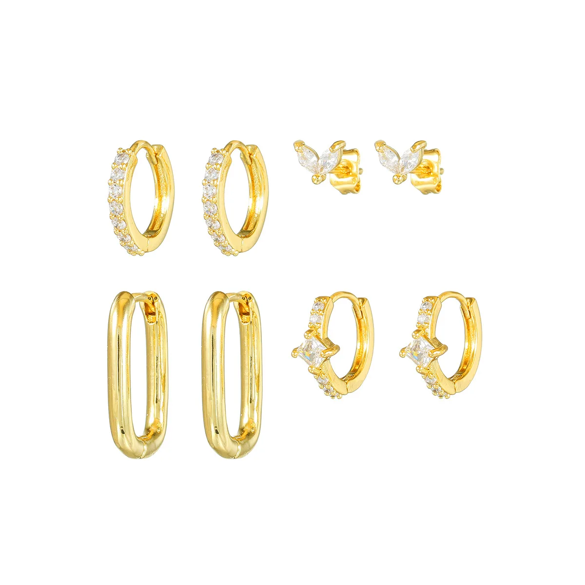 8PCS Delicate Clear Cubic Zircons Multiple Piercing Cartilage Hoop Earring Sets for Women Geometric CZ Small Ear Lobe Jewelry