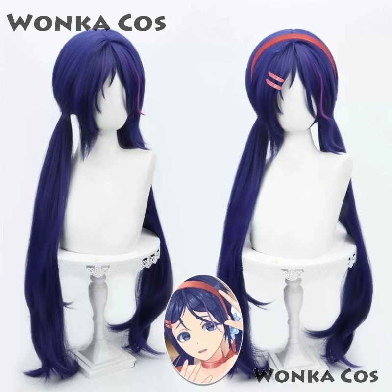 

Anime Horror Game MiSide Cosplay Mita Мита Hairclips Headband Accessory Wig Purple Long Hair Woman Girls Cosplay Wig