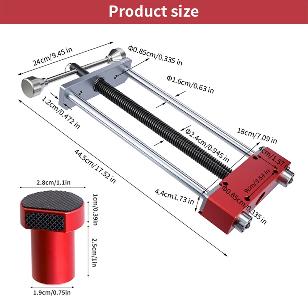 Workbench Front Inertia Vise 4pcs 19mm Bench Dogs Clamp Set with Non-Slip Silicone Pads Woodworking Clamp