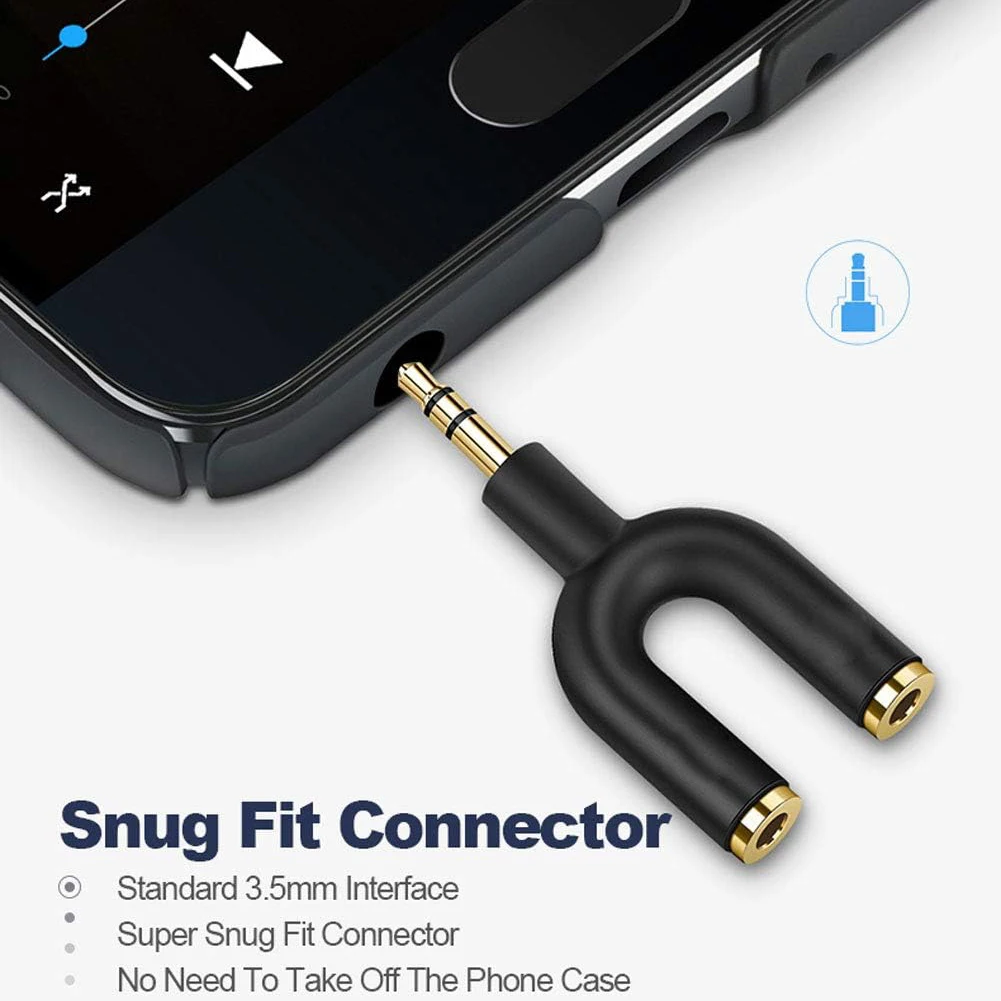 Y Shape 3.5mm 1 Male To 2 Female Earphone Adapter Double Jack Plug Stereo Headphone Splitter for PC MP3 Player Share Music Metal