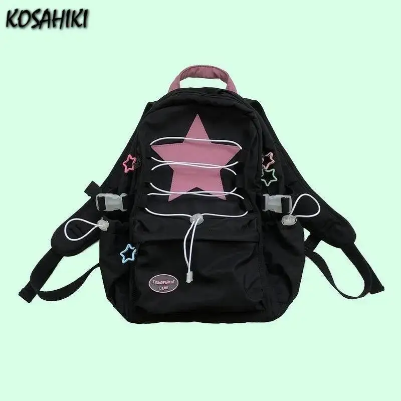 2025 Fashion Sweet Star Casual Schoolbags Y2k Streetwear All Match Women's Rucksacks High-Capacity Preppy Backpacks For Students