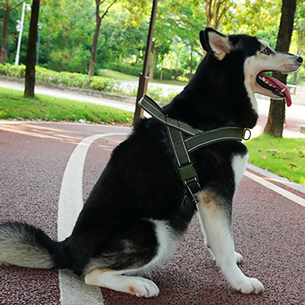 Tactical No-Pull Dog Harness – 1000D Nylon with Handle & Reflective Trim