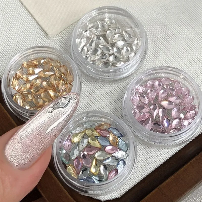 Shiny Flat Bottom Petal Rhinestone K9 Crystal Glitter Powder Sequin Charms Nail Art Accessories Pearl Decorations Manicure Tools