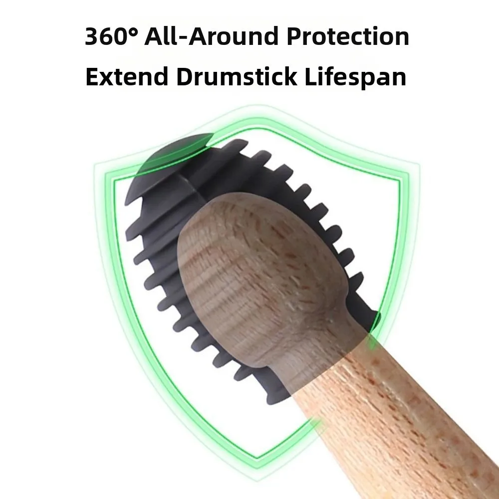2Pcs Silicone Drum Mute Weakened Sound 5A Drumstick Head Protective Cover Wear-resistant Noise Reduction Drumstick Head Sleeves