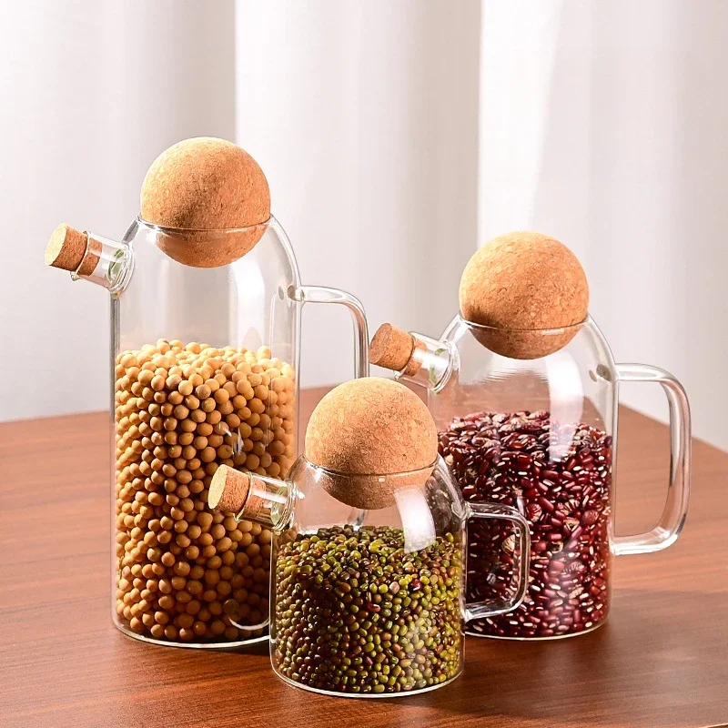 

New Glass Water Bottle Sealed Storage Jar for Coffee and Tea Leaves Household Heat-resistant and Cold Resistant Glass Kettle