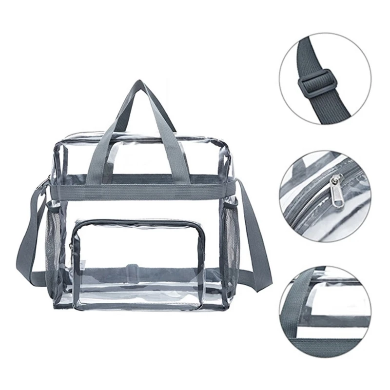 PVC Lady Handbag Large Capacity Transparent Messenger Bag Outdoor Waterproof Shoulder Bag Travel Storage Women Tote Bag