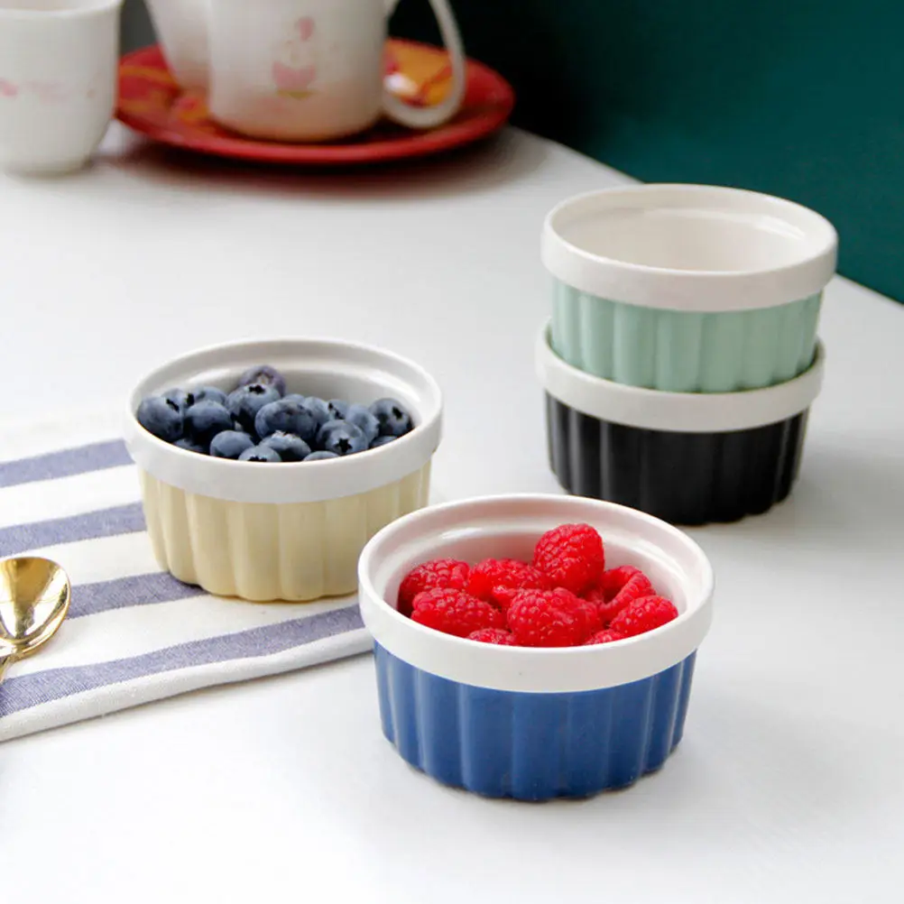 1Pcs Colorful Ceramic Baking Bowl Food-Grade Kitchen Dessert Bowl for Soups Noodles Eggs Vegetables Salad Condiments Spices