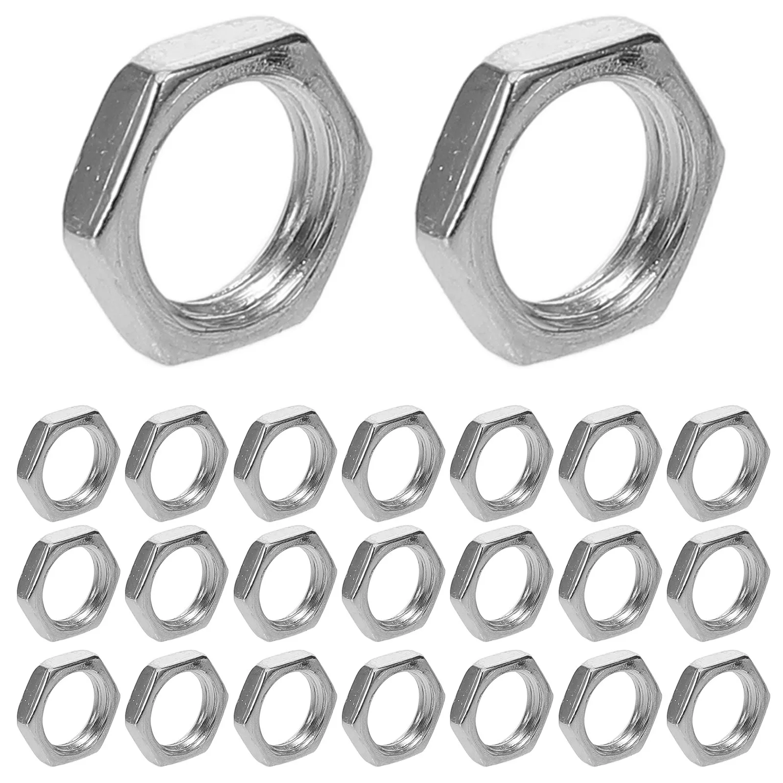 100Pcs M8 Hex Lock Nut for Lamp Shade Holder Light Socket Replacement Lamp Parts DIY Repair Steel Hardware Fastener
