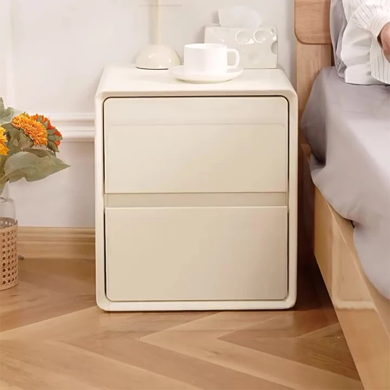 

Cream style bedside table simple modern solid wood bedside cabinet free installation floor home bedroom cabinet storage