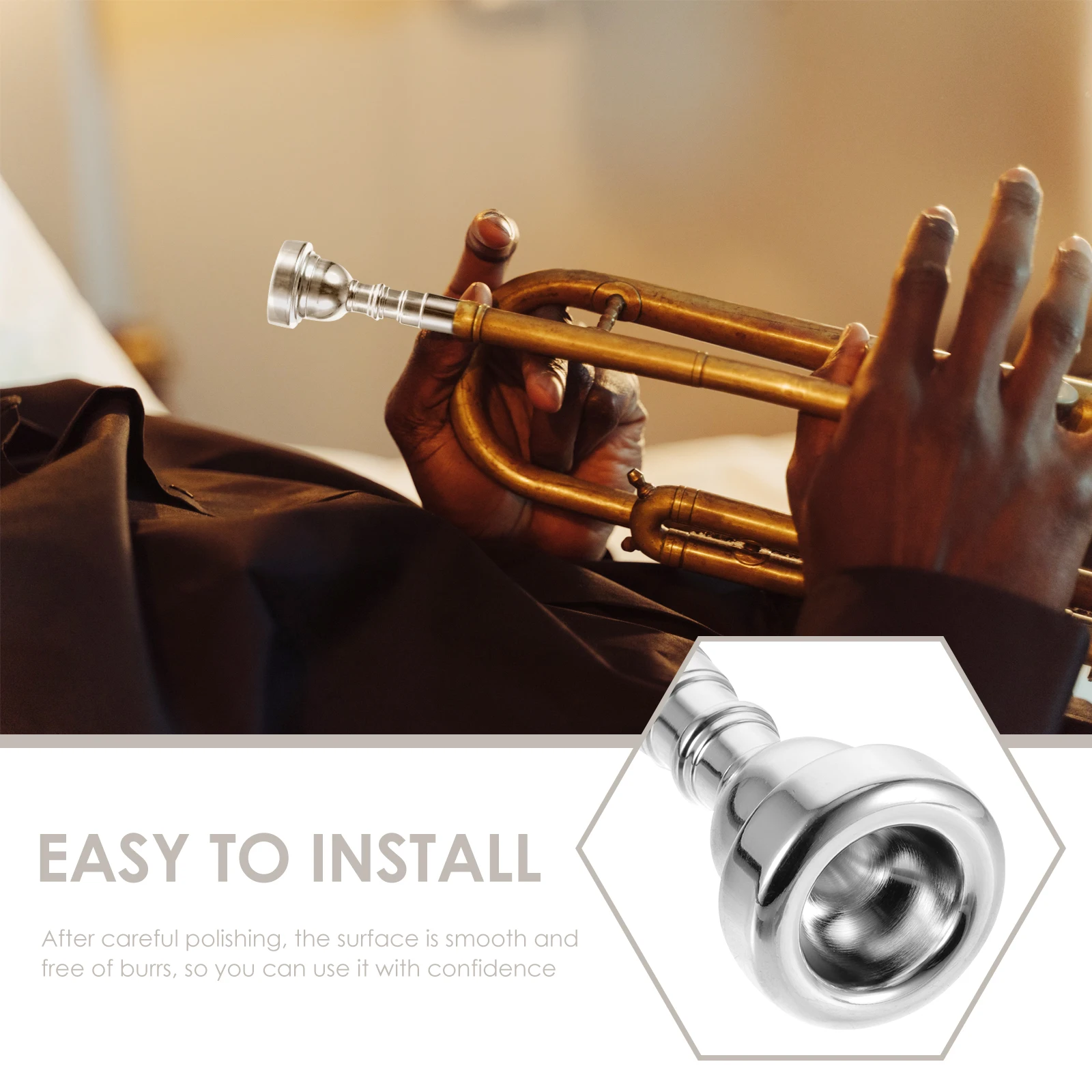 

Silver Plated Trumpet Mouthpiece Replacement for Students Intermediate Professional Players Durable Music Instrument Part