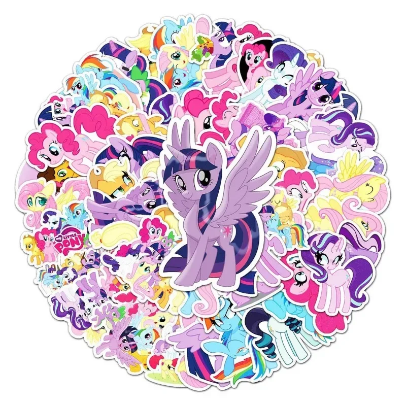 My Little Pony Cute Kawaii Sticker Animation appljack Fluttershy Pinkie Pie Creative custodia da viaggio impermeabile decorazione per Laptop