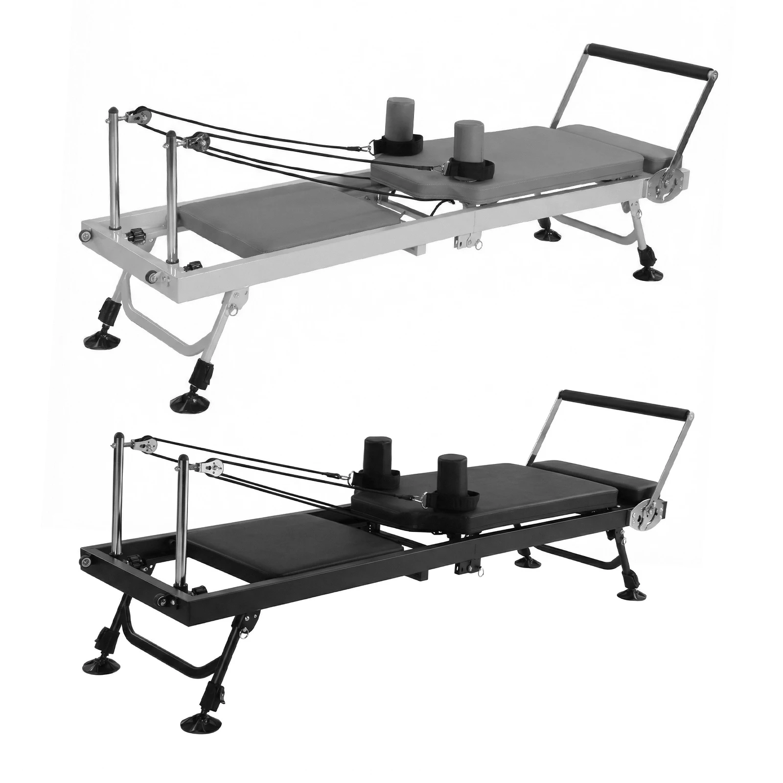 

Складной тренажер для пилатеса с пружинным сопротивлением и плавным скольжением, нагрузка до 300 фунтов, подходит для всех уровней подготовки